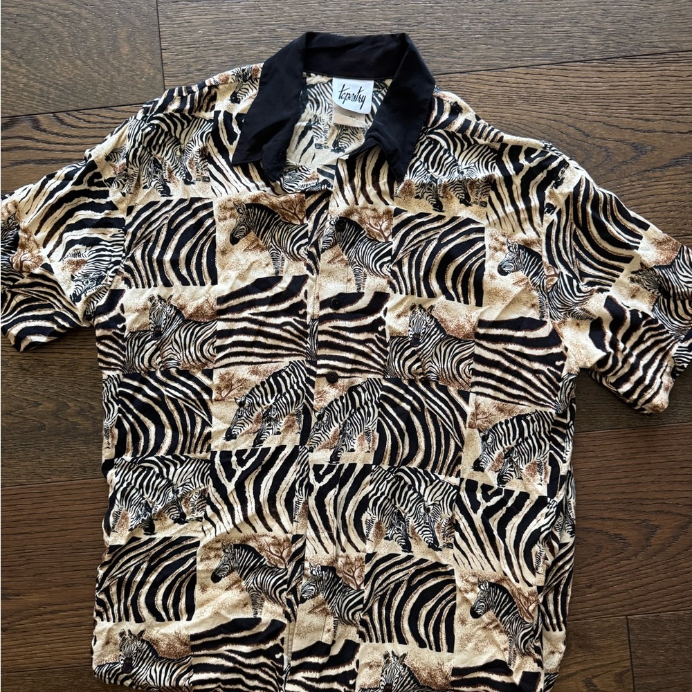 Vintage Black and White Tapestry Shirt